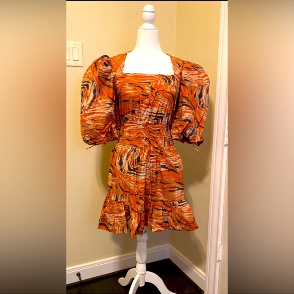 Orange Patterned Women's Dress